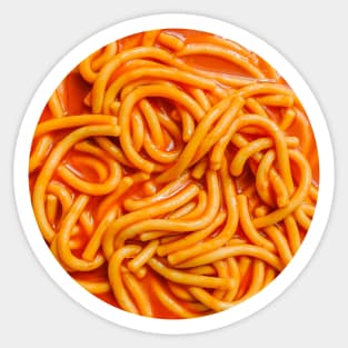 Spaghetti Noodles in Tomato Sauce Circle Photograph Sticker